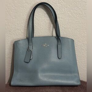 Coach Blue Leather Medium Tote Bag